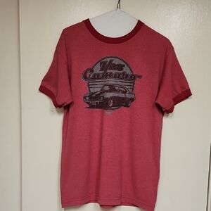 Red Short Sleeve Tee with Vintage Graphic